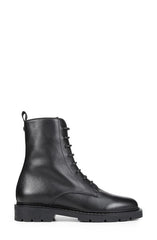 Sam Edelman Elliott Black Leather Rounded Toe Combat Ankle Lug Sole Boots
