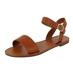 Breckelles Womens Ankle Strap One Band Comfort Flat Buckle Flats-Sandals