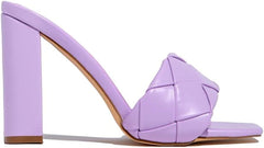 Luxemoda Worth The Wait Open Square Toe Slip-ON Chunky Heeled Mule Pump Sandals