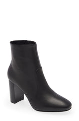 Jeffrey Campbell Priana Black Rounded Toe Stacked Block Heel Zipper Ankle Bootie