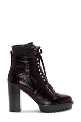 Vince Camuto Ermania Warm Dark Red Block Heel High Heel Lace Up Platform Boots