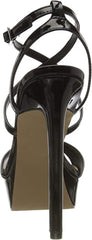Steve Madden Stunning Black Patent Strappy Open Toe Platform Heeled Sandals