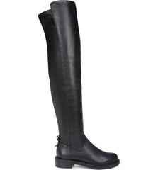 Sam Edelman Narisa Black Leather Rounded Toe Wide Calf Over the Knee Dress Boots
