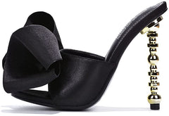 Cape Robbin Salsa Sexy High Heels Open Toe Oval Pumps BLACK (5.5, BLACK)