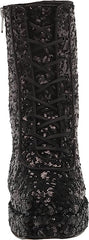 Circus By Sam Edelman Kia Sequin Black Lace Up Side Zip Block Heel Ankle Boots