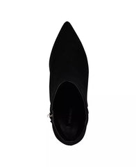 Nine West Ghost Black1 Leather Pointed Toe Block Heel V-Shaped Cutout Ankle Boot