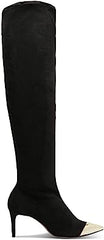 Schutz Luh Mid Black Elastic Pull On Pointed Toe Stiletto Mid Heel Tall Boots