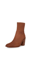 Steve Madden Harmen Brown Nubuck Square Closed Toe Leather Block Heel Ankle Boot
