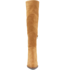 1.State Kern Marigold Tan Suede Knee High Low Wedge Pointed Toe Dress Boots