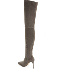 Pour La Victoire Cassie Anthracite Skin-tight Suede Over-the-knee Stiletto Boots