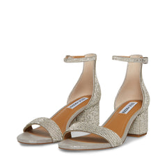Steve Madden Irenee-R Silver Round Open-Toe Ankle-Strap Casual Block Heel Sandal