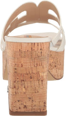 Sam Edelman Dev Bright White Cork Platform Slip On Block Heeled Open Toe Sandals