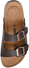 Cushionaire ladies slip on sandals adjustable buckles
