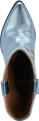 Dolce Vita Landen Electric Blue Leather Pull On Stacked Block Heel Western Boots