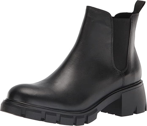 Steve Madden Women's Howler Block Heel Platform Ankle Boots Black Leather (9.5, BLACK)