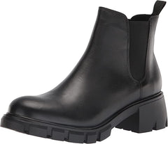 Steve Madden Women's Howler Block Heel Platform Ankle Boots Black Leather (9.5, BLACK)