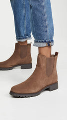 Sam Edelman Jaclyn Dark Taupe Pull On Rounded Toe Lug Sole Fashion Ankle Boots