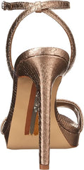 Sam Edelman Jade Pewter Rounded Open Toe Stiletto Heeled Ankle Strap Sandals