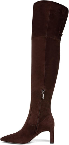 Sam Edelman Shea Cafe Noir Pointed Toe Block Heeled Over The Knee Fashion Boots