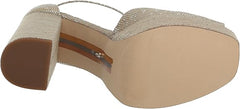 Sam Edelman Kori Flora Platinum Ankle Strap Peep Toe Dress Block Heeled Sandals