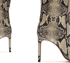 Schutz Mary Natural Snake Side Zipper Pointed Toe Stiletto Heel Ankle Boots