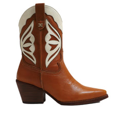 Sam Edelman Wynne Deep Saddle Leather Pull On Pointed Toe Western Ankle Boots