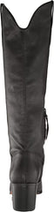 Sam Edelman Britten Black Squared Toe Block Heel Leather Knee High Western Boots