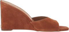 Sam Edelman Merrick Frontier Brown Slip On Squared Open Toe Wedge Heeled Sandals