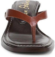 Sam Edelman Dollie Burnt Brandy Thong Squared Toe Slip On Kitten Heeled Sandals