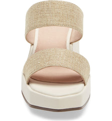 Cecelia New York Baily Alabaster White Gold Platform Slides Sandals Band Mules