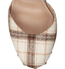 Jessica Simpson Draiye Light Nude Plaid Chunky Ankle Strap Clog Platform Pumps