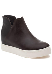 JSlides Women's Shea Slip-On Wedge Platform Sneaker Boot Grey Leather Bootie