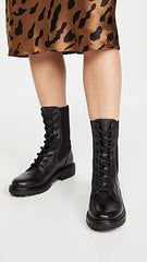 Sam Edelman Lydell Black Block Heel Closed Toe Lace Up Combat Ankle Boots