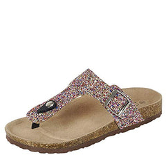Forever Women's Birken-17 Multi Sparkle Glitter Slip On Casual Sandals, Rainbow