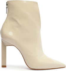 Schutz Viha Egg Shell Split Front Pointed Toe Back Zipper High Heel Ankle Boots