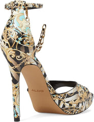 Aldo Scarlett Black Multi Stiletto High Heel Platform Ankle Strap Heeled Sandals