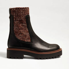 Sam Edelman Laguna Knit Black Multi Rounded Toe Pull On Chelsea Ankle Boots