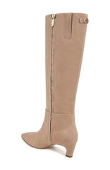 Sam Edelman Molly Light Golden Caramel Pointed Toe Kitten Heel Knee High Boots