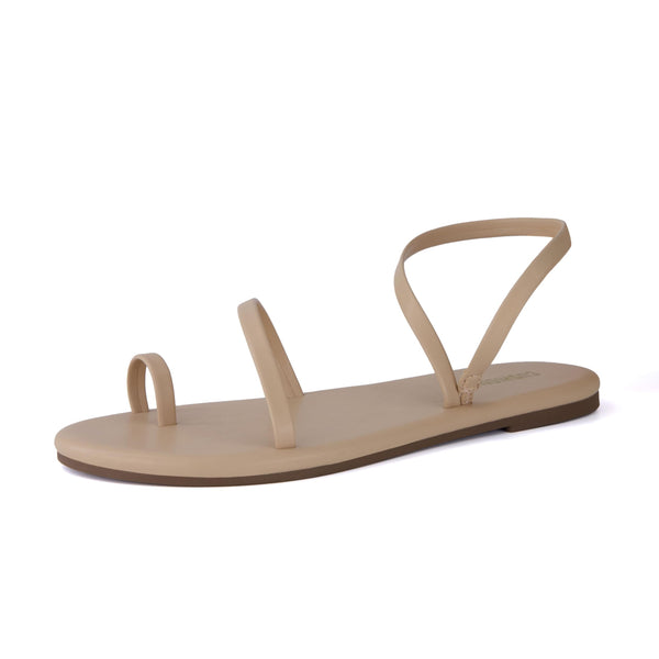 CUSHIONAIRE Chai Nude Flat Open Toe Comfortable Slip-On Casual Sandals 6.5