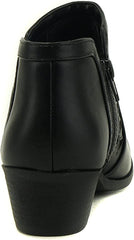 Soda Chance Black Pu Perforated Cut Out Stacked Block Heel Ankle Booties