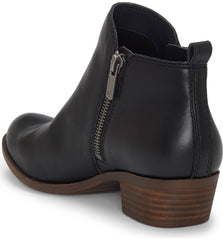 Lucky Brand Basel Black Leather Zipper Block Low Heel Rounded Toe Ankle Booties