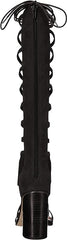 MIA Ricarda Black Round Open Toe Block Heel Fringe Detailed Gladiator Sandals