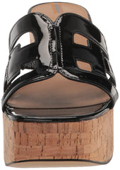 Sam Edelman Dev Black Fashion Slip On Platform Block Heel Open Toe Wedge Sandals