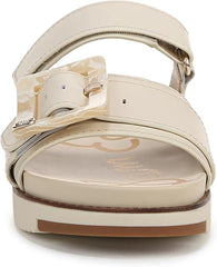 Sam Edelman Adrianna Modern Ivory Open Toe Double Strap Slip On Chunky Sandals