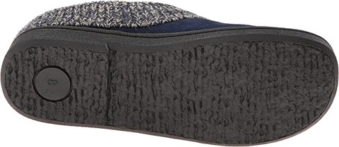 Clarks Navy Knitted Slip On Rounded Toe Furry Collar Spring Clog Mules