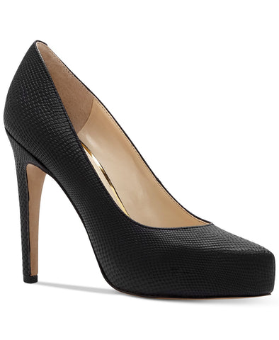 Jessica Simpson Women's Parisah Pump Black Leather Platform Pointed Pumps