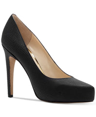 Jessica Simpson Women's Parisah Pump Black Leather Platform Pointed Pumps
