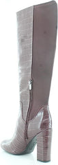 Circus By Sam Edelman Clarimont Burgundy Croc Print Side Zip Knee High Heel Boots