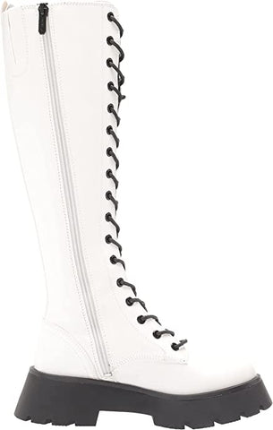 Circus by Sam Edelman Lilah White Lace Up Rounded Toe Chunky Heel Knee High Boot