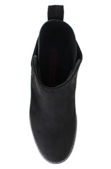 ROCK AND CANDY Lug Black Fashion Chunky Pull On Rounded Toe Ankle Boots